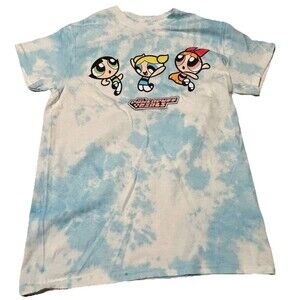 Powerpuff Girls Tie Dye T-Shirt Small Blue Cartoon Network Blossom Bubbles